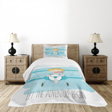 Girl on Plane Bedspread Set