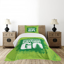 Grungy Mountains Text Bedspread Set