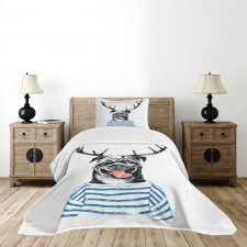 Dog with Antlers Surreal Bedspread Set