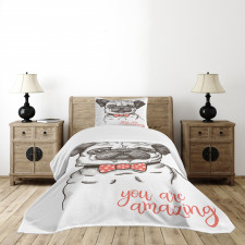 Portrait of a Dog Cartoon Bedspread Set