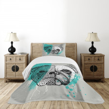 Hand Drawn Head of a Dog Bedspread Set