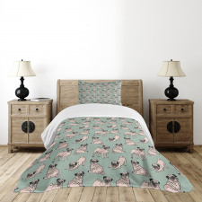 Sitting Stretching Dog Bedspread Set