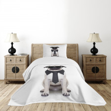 Cool Dog with Tie Glasses Bedspread Set