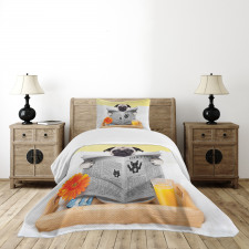 Pug Reading News Daily Dog Bedspread Set