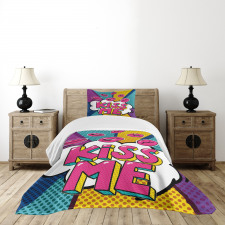 Word Bubble Pop Art Style Bedspread Set