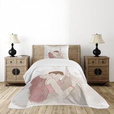 Romantic Man and Woman Bedspread Set