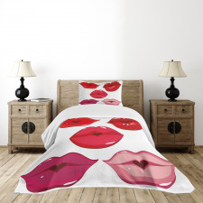 Woman Lips Kiss Affection Art Bedspread Set