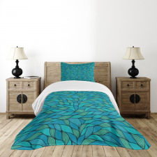 Abstract Wave Ocean Motif Bedspread Set
