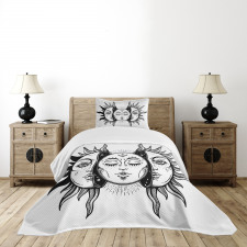 Monochrome Sun and Moon Bedspread Set