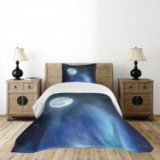 Starry Night Sky Full Moon Bedspread Set