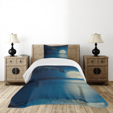 Blue Tropical Beach Image Bedspread Set