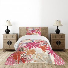 Vivid Floral Arrangement Bedspread Set