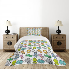 Bat Rhino Fun Illustration Bedspread Set