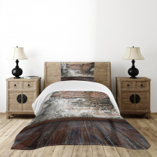 Worn Looking Wall Photo Bedspread Set