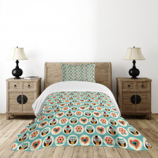 Clothed Owls Male Female Bedspread Set