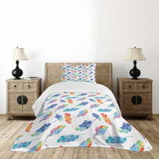 Watercolor Bird Feather Bedspread Set