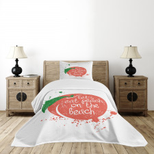 Soft Fruit Quirky Words Bedspread Set