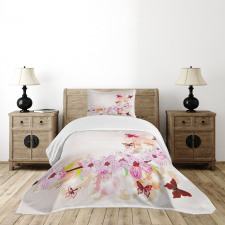 Floral Art Butterflies Bedspread Set