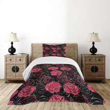 Ombre Rose Blooom Art Bedspread Set