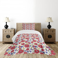 Blooming Red Poppies Bedspread Set