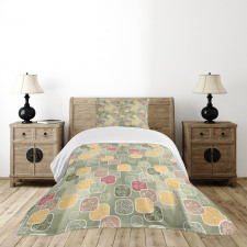 Geometric Squares Swirls Bedspread Set