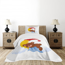 Kids Cartoon Baby on Moon Bedspread Set