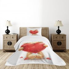 Romantic Mascot Red Heart Bedspread Set