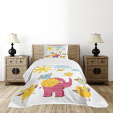 Colorful Birds Bedspread Set