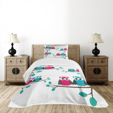 Couples of Owls on Tree Bedspread Set