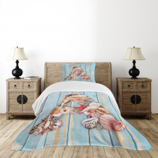 Seashell Wood Backdrop Bedspread Set