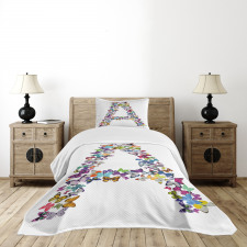 Butterfly Font Style Bedspread Set