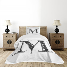 Stencil Art Style Funk Bedspread Set