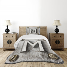 Steel Typeset Grunge Bedspread Set