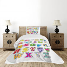 Alphabet Set Colorful Bedspread Set