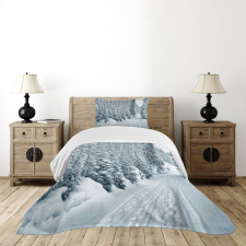 Ski Theme Snowy Road Bedspread Set