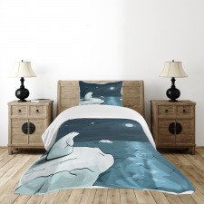 Polar Bear Moon Cartoon Bedspread Set