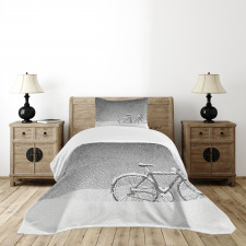 Bicycle Snow Calm Scene Bedspread Set