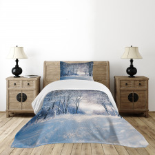 Alley in Snowy Forest Bedspread Set