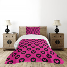 Hearts Big Black Spots Bedspread Set