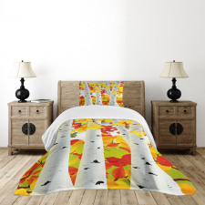 Autumn Scene with Leaves Bedspread Set