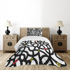 Urban Themed Road Design Bedspread Set