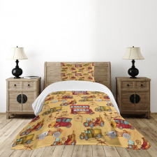 Steampunk Vintage Vehicle Bedspread Set