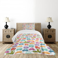 Vibrant Doodle Style Rides Bedspread Set