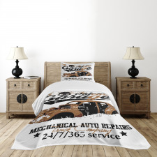 Old Garage Auto Repair Bedspread Set