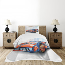 Cartoon Style Race Car Bedspread Set