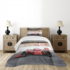 Red Race Car Side View Bedspread Set