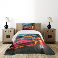 Red Hot Concept Car Flames Bedspread Set