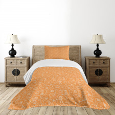 Pumpkin Leaves Swirls Bedspread Set