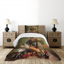 Fall Vegetables Leaves Bedspread Set