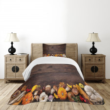 Wooden Table Foods Bedspread Set